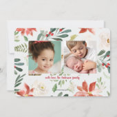 Poinsettia Waterverf 3 Fotokerstfeestdag Feestdagenkaart (Achterkant)