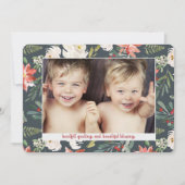 Poinsettia Waterverf 3 Fotokerstfeestdag Feestdagenkaart (Voorkant)