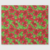 Poinsettia waterverf kerstpatronen Wrappen P Cadeaupapier (Vlak)
