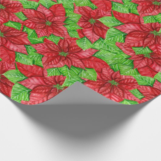 Poinsettia waterverf kerstpatronen Wrappen P Cadeaupapier (Hoek)