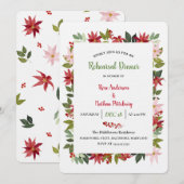 Poinsettia Waterverf kerstrepetitie Dinner Kaart (Voorkant / Achterkant)