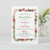 Poinsettia Waterverf kerstrepetitie Dinner Kaart (Staand voorkant)