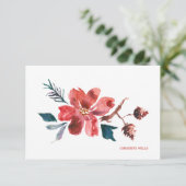Poinsettia Waterverf Notecard Bedankkaart (Staand voorkant)
