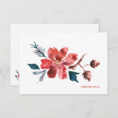 Poinsettia Waterverf Notecard Bedankkaart (Voorkant / Achterkant)