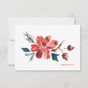 Poinsettia Waterverf Notecard Bedankkaart