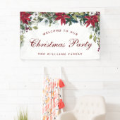 Poinsettia Waterverf Welkom Kerstvakantie Spandoek (Insitu)