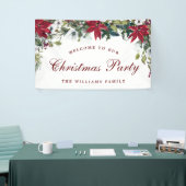 Poinsettia Waterverf Welkom Kerstvakantie Spandoek (Beurs)