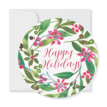 Poinsettia Waterverf Wreath Holiday Kaart