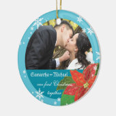 Poinsettia Wedding Couple's eerste kerstcadeau Keramisch Ornament (Links)