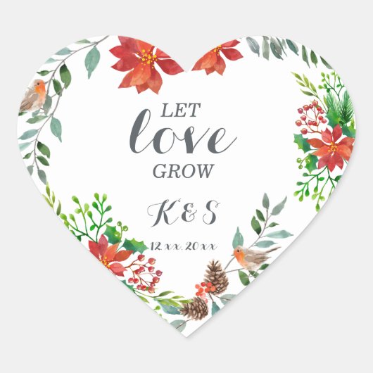 Poinsettia Wedding Hart Sticker (Voorkant)