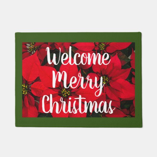 Poinsettia Welcome Merry kerkerkerkerhuis Decor Deurmat (Voorkant)
