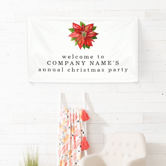 Poinsettia Welkom bij Company Christmas Party Spandoek (Insitu)