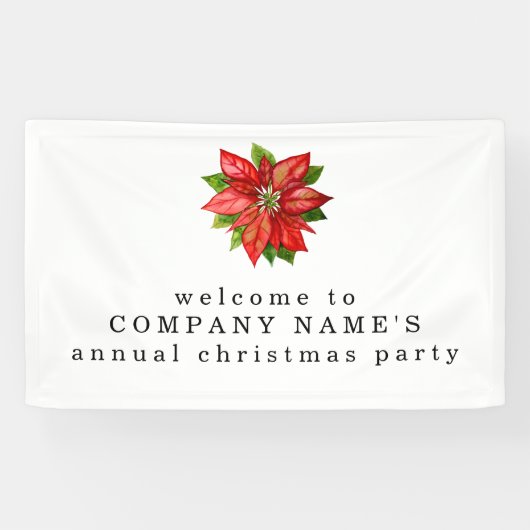 Poinsettia Welkom bij Company Christmas Party Spandoek (Horizontaal)