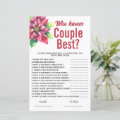 Poinsettia Who knows Couple  Bridal Shower Game (Staand voorkant)