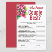 Poinsettia Who knows Couple  Bridal Shower Game (Voorkant / Achterkant)