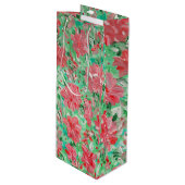 Poinsettia Wine Gift Bag Wijn Cadeautas (Voorkant Gekanteld)