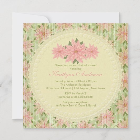  Poinsettia Winter Bridal Shower Kaart (Voorkant)