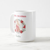Poinsettia Winter Bunny Naam Kerst Mok (Voorkant links)