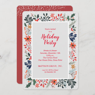 Poinsettia Winter Flowers Holiday Invitations