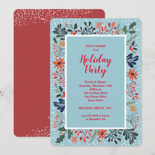 Poinsettia Winter Flowers Holiday Invitations