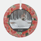 Poinsettia Winter | Foto- en jaarstokglas of Glas Ornament (Voorkant)