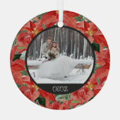 Poinsettia Winter | Foto- en jaarstokglas of Glas Ornament (Achterkant)