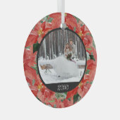 Poinsettia Winter | Foto- en jaarstokglas of Glas Ornament (Voorkant Rechts)