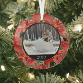 Poinsettia Winter | Foto- en jaarstokglas of Glas Ornament