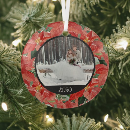 Poinsettia Winter | Foto- en jaarstokglas of Glas Ornament (Insitu)