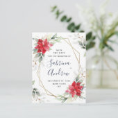 Poinsettia Winter Groen Bruiloft Save the Date Briefkaart (Staand voorkant)