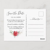 Poinsettia Winter Groen Bruiloft Save the Date Briefkaart (Achterkant)