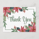 Poinsettia Winter Kerstmis bruiloft Dank u Briefkaart (Voorkant)