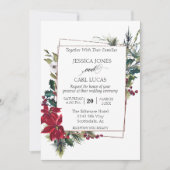 Poinsettia Winter Kerstmis Lijst modern Kaart (Voorkant)