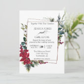 Poinsettia Winter Kerstmis Lijst modern Kaart (Staand voorkant)