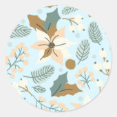 Poinsettia winterfeeststicker ronde sticker (Voorkant)