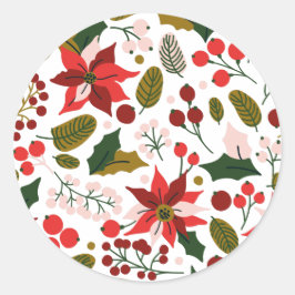 Poinsettia winterfeeststicker ronde sticker