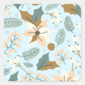 Poinsettia winterfeeststicker vierkante sticker (Voorkant)