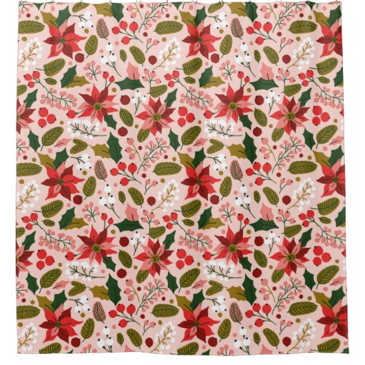 Poinsettia wintervakantie douchegordijn (Voorkant)