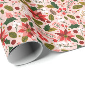 Poinsettia wintervakantie inpakpapier (Rol Hoek)