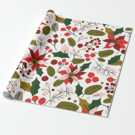 Poinsettia wintervakantie — Verpakkingspapier Cadeaupapier