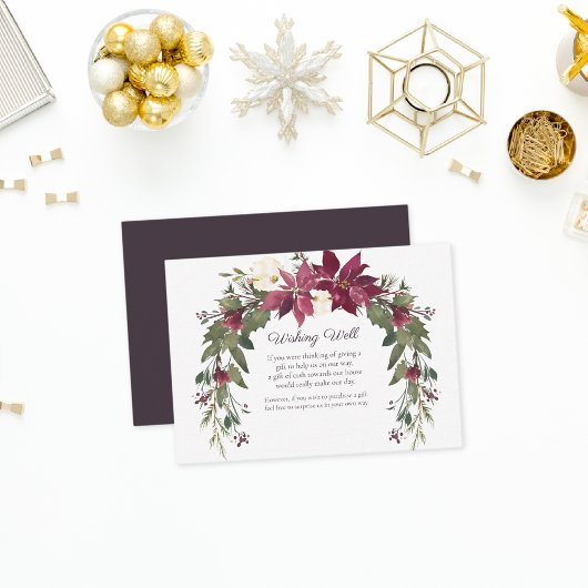 Poinsettia Wishing Well Bruiloft | Scarlet Red Informatiekaartje