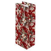 Poinsettia wit rood groen wijn cadeautas (Voorkant Gekanteld)