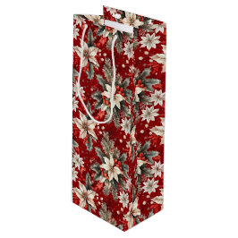 Poinsettia wit rood groen wijn cadeautas
