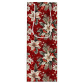 Poinsettia wit rood groen wijn cadeautas (Voorkant)