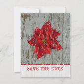 Poinsettia & Wood Save the Date Winter Weddenschap (Voorkant)