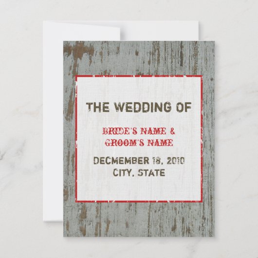 Poinsettia & Wood Save the Date Winter Weddenschap (Achterkant)