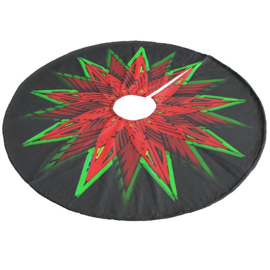 Poinsettia WOW Fleece Kerstboom Rok (Gekanteld)