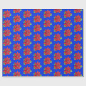 Poinsettia Wrapping Paper - Blauwe achtergrond Cadeaupapier (Vlak)