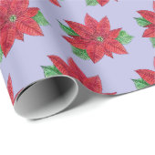 Poinsettia Wrapping Paper - Lavender background Cadeaupapier (Rol Hoek)