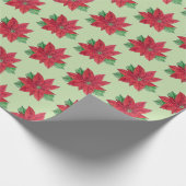 Poinsettia Wrapping Paper - Mint background Cadeaupapier (Hoek)
